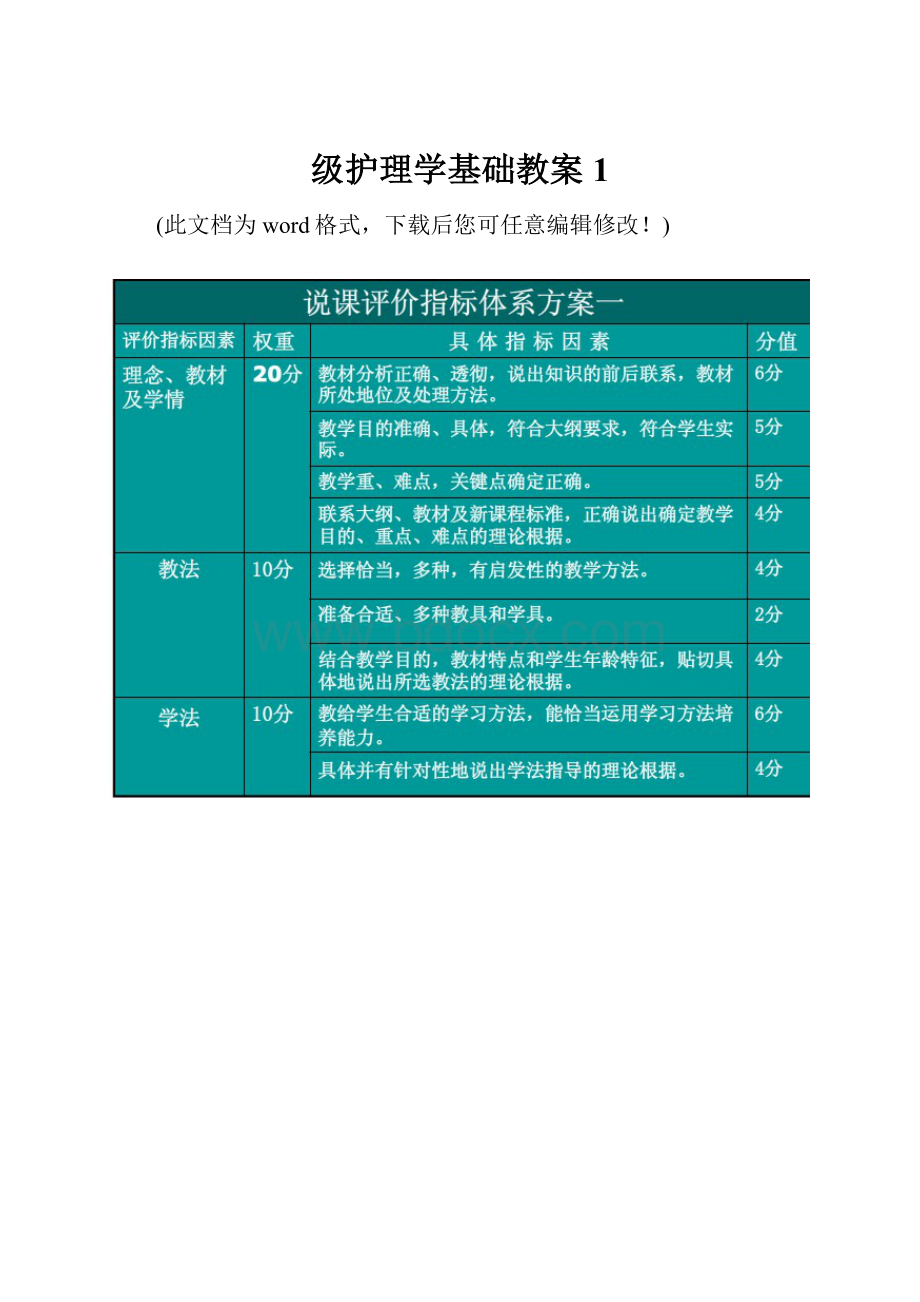 级护理学基础教案1.docx