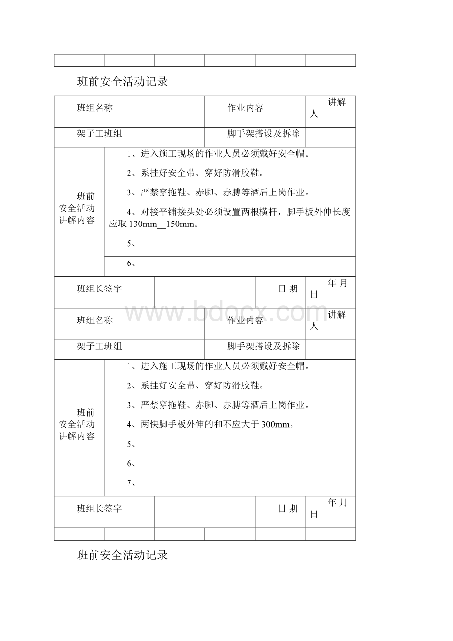 架子工班前安全活动记录.docx_第2页