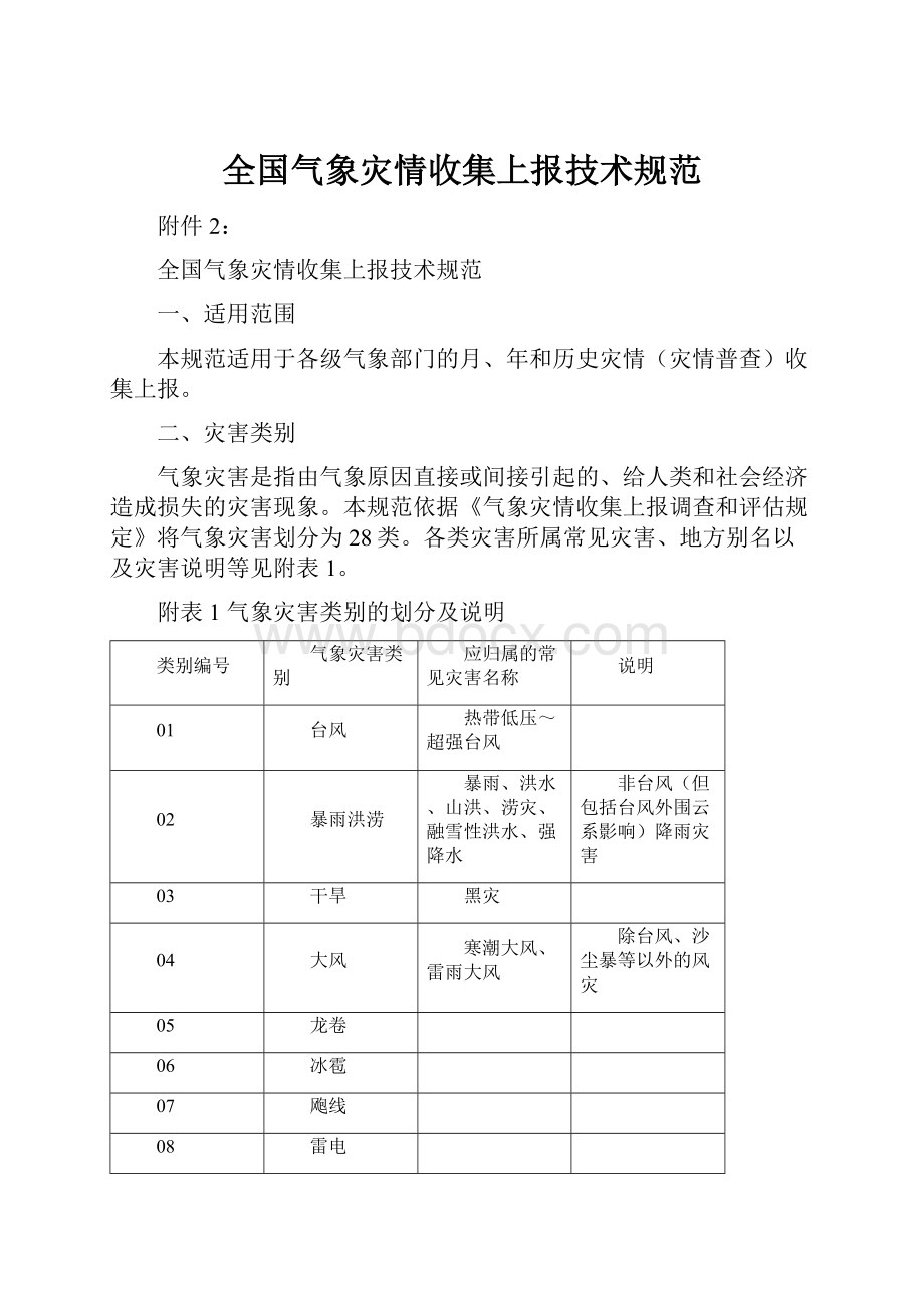 全国气象灾情收集上报技术规范.docx