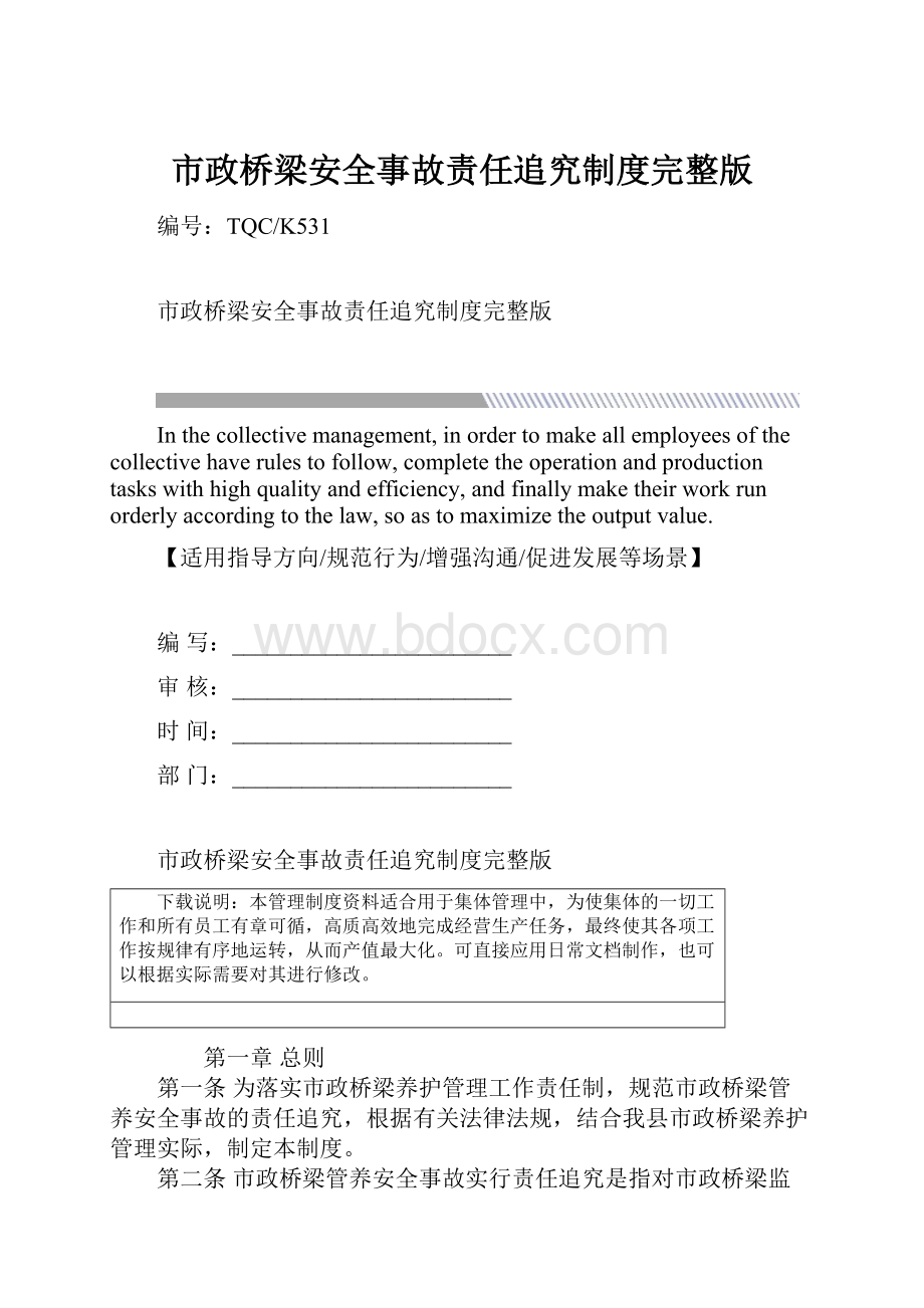 市政桥梁安全事故责任追究制度完整版.docx_第1页