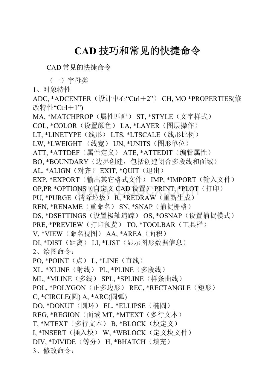 CAD技巧和常见的快捷命令.docx_第1页