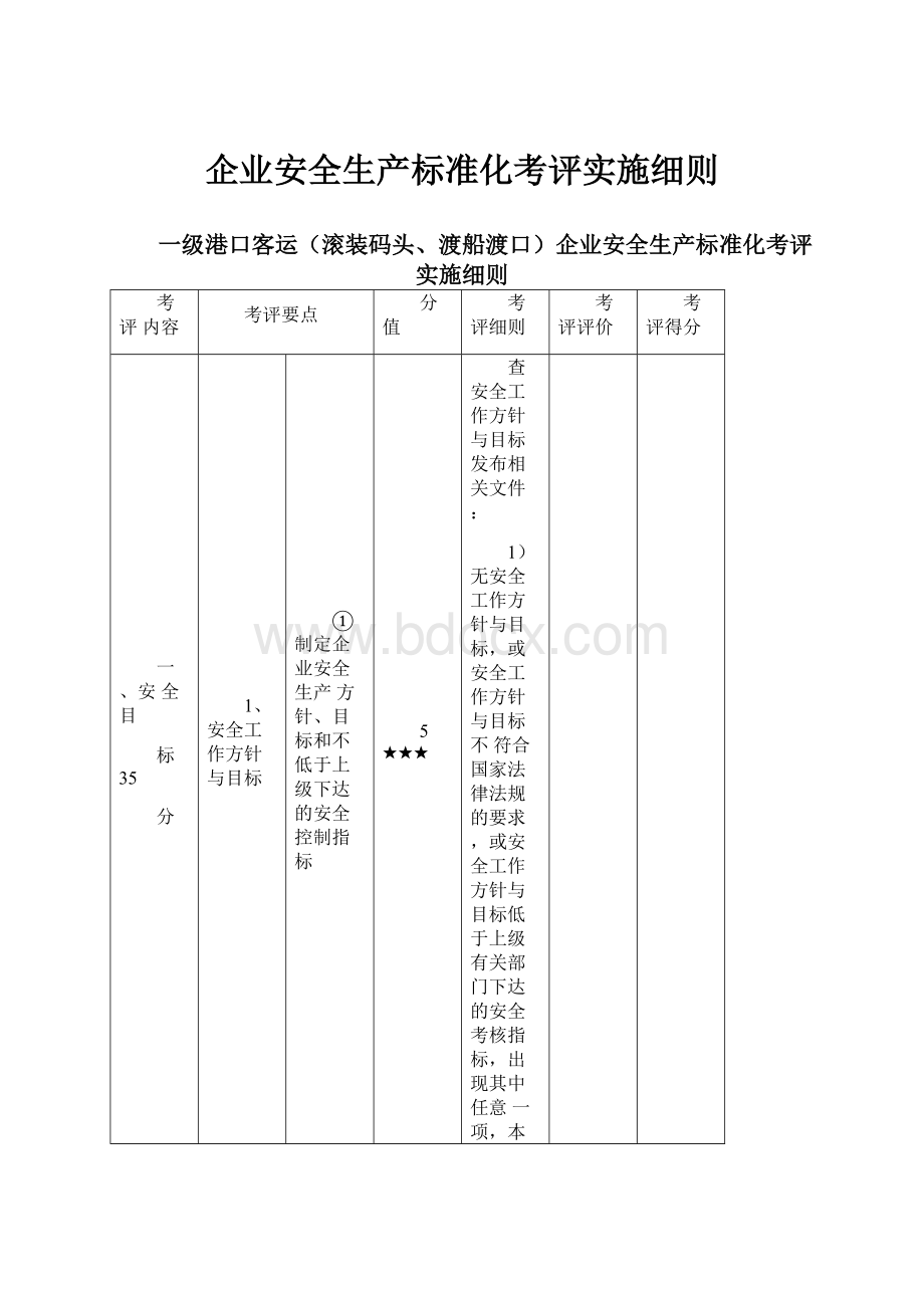 企业安全生产标准化考评实施细则.docx