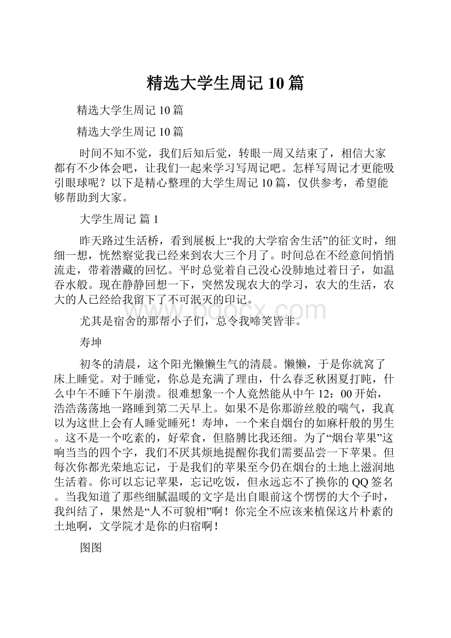 精选大学生周记10篇.docx