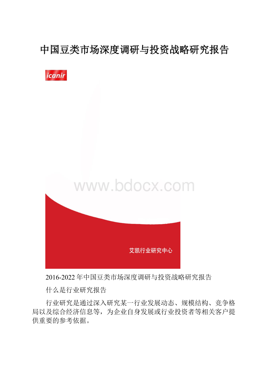 中国豆类市场深度调研与投资战略研究报告.docx