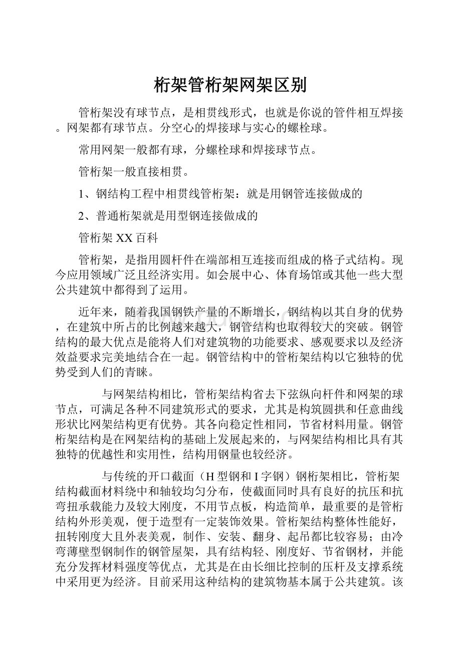 桁架管桁架网架区别.docx_第1页