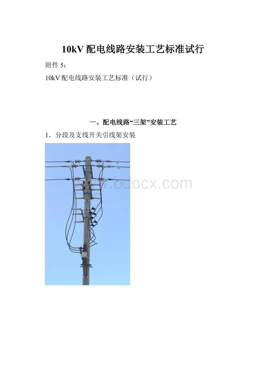 10kV配电线路安装工艺标准试行.docx_第1页