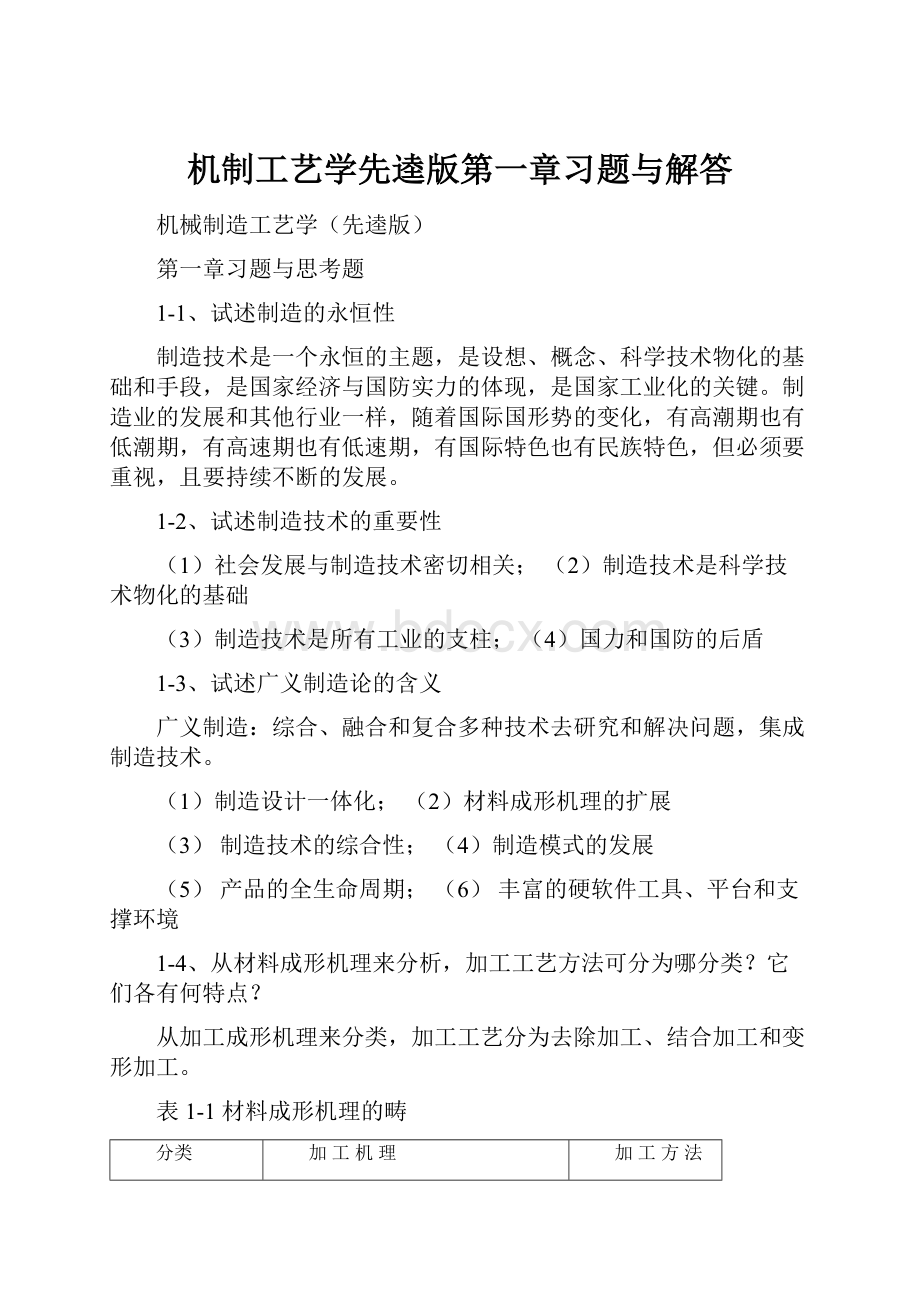 机制工艺学先逵版第一章习题与解答.docx_第1页