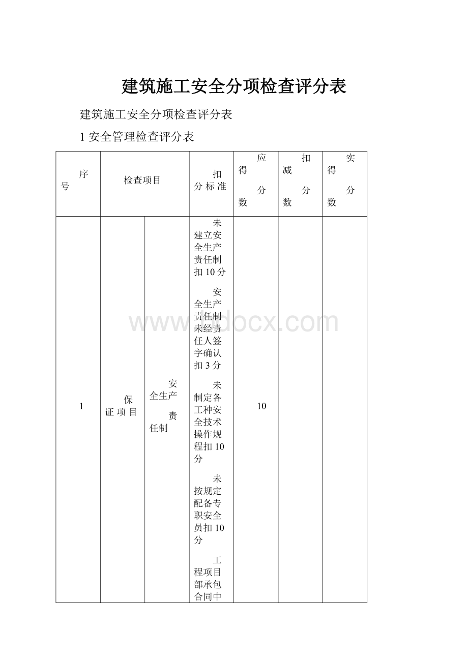 建筑施工安全分项检查评分表.docx