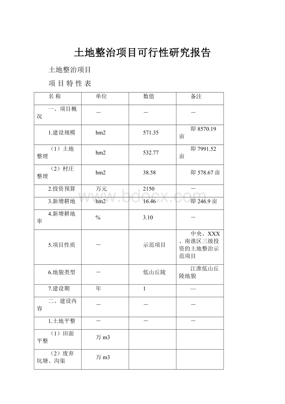 土地整治项目可行性研究报告.docx_第1页