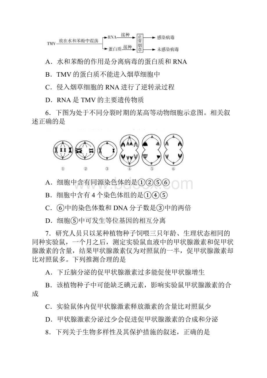 江苏省洪泽中学届高三周测生物试题及答案.docx_第2页