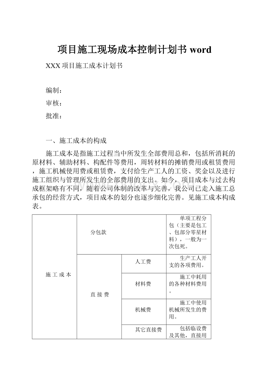 项目施工现场成本控制计划书word.docx