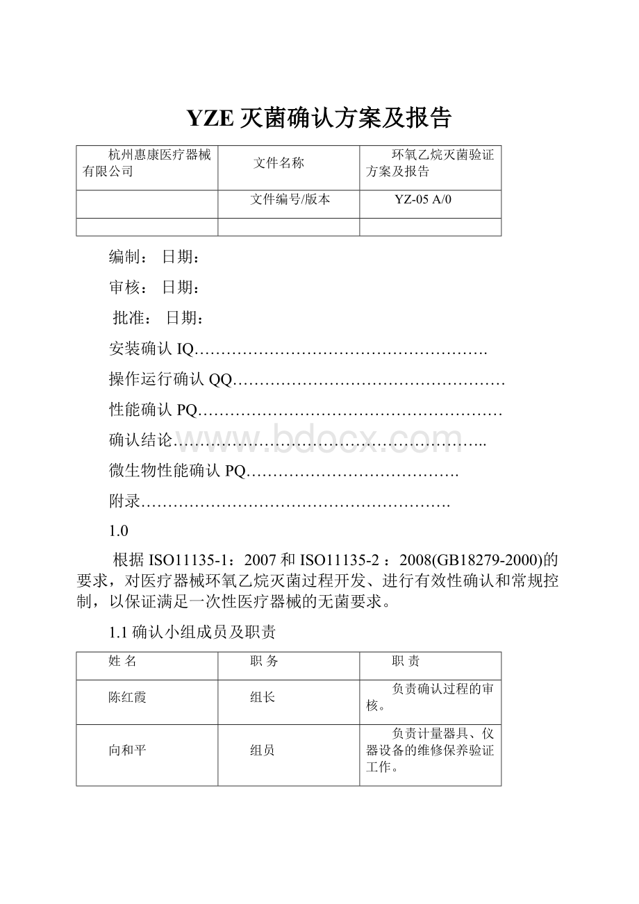 YZE灭菌确认方案及报告.docx