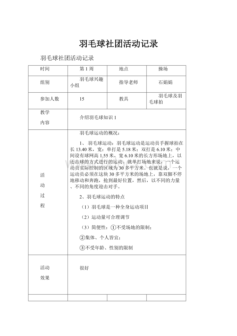 羽毛球社团活动记录.docx_第1页