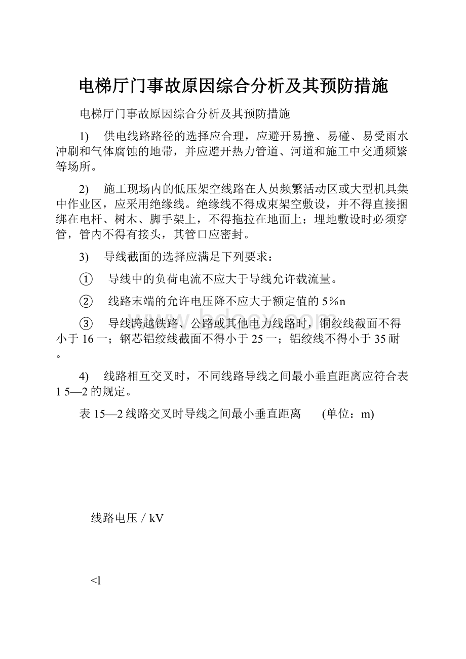 电梯厅门事故原因综合分析及其预防措施.docx