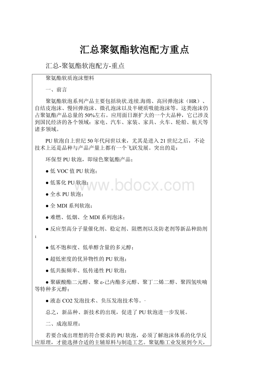 汇总聚氨酯软泡配方重点.docx