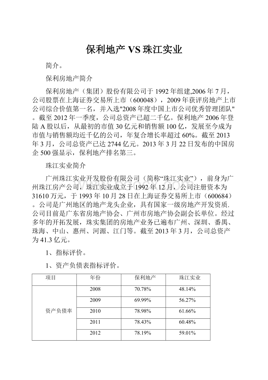 保利地产VS珠江实业.docx_第1页