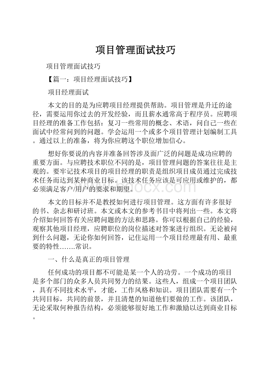 项目管理面试技巧.docx