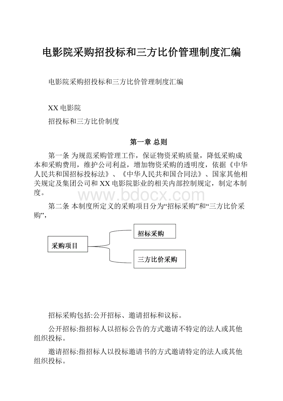 电影院采购招投标和三方比价管理制度汇编.docx_第1页