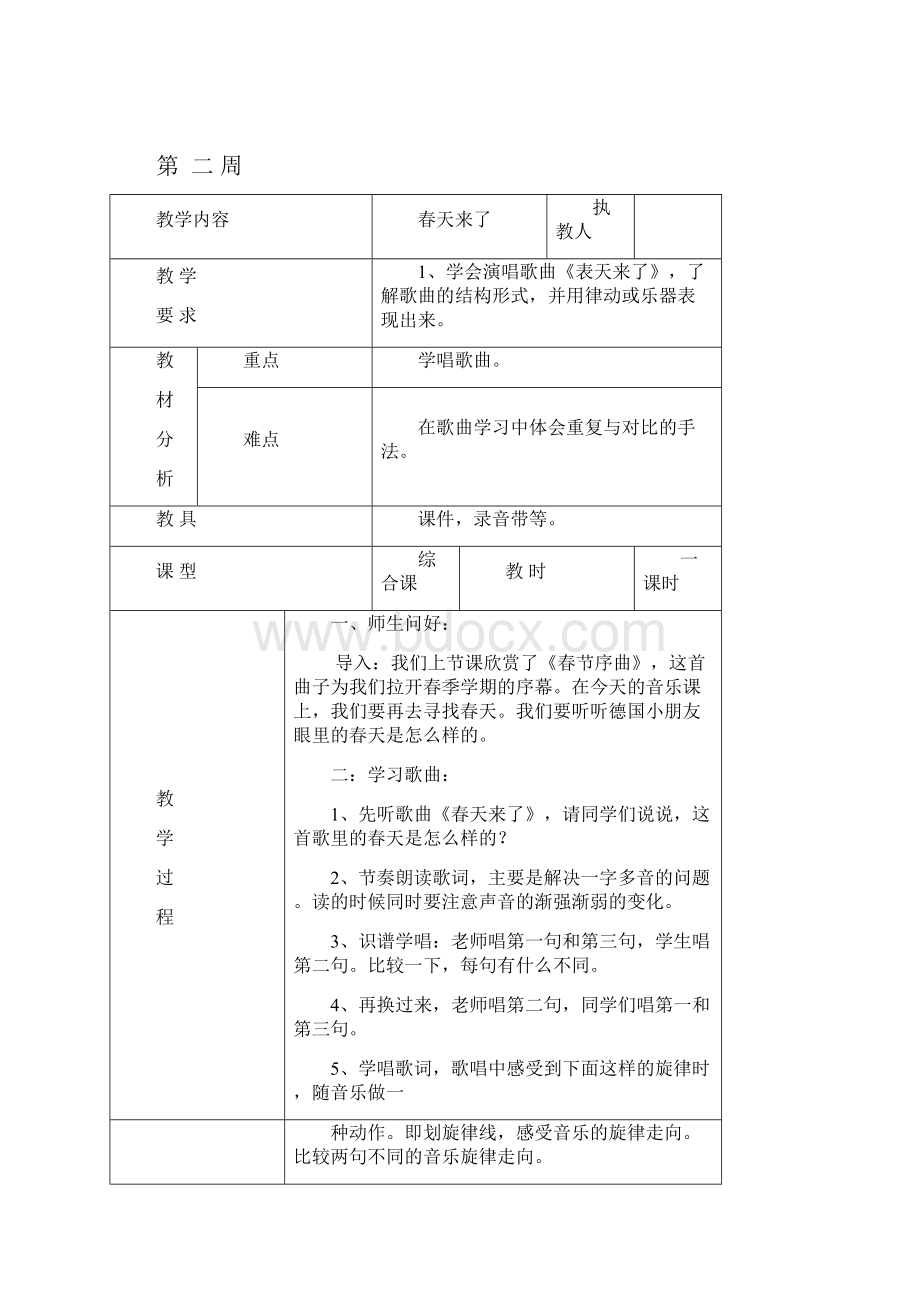 小学三年级音乐下册教案1.docx_第2页