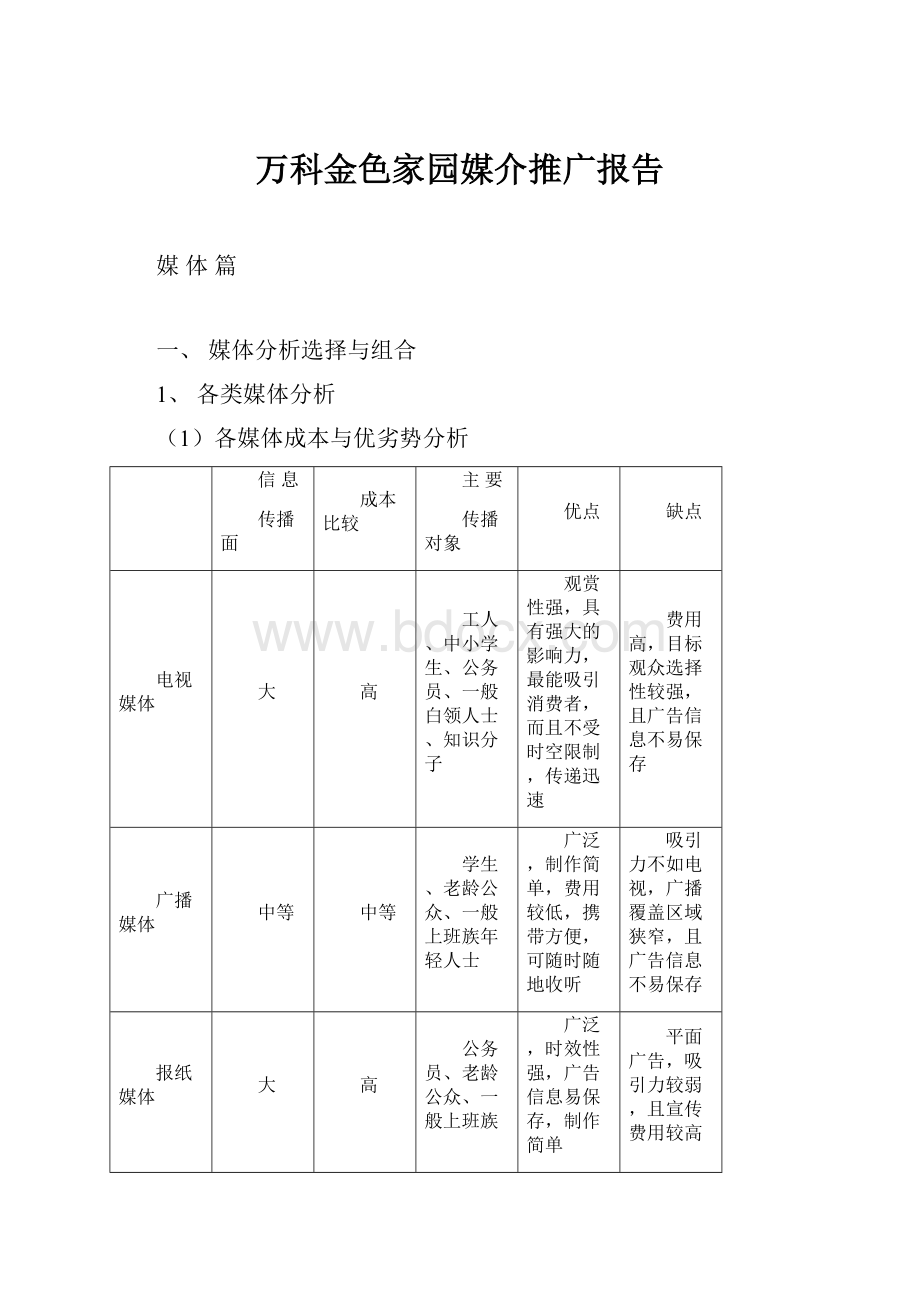 万科金色家园媒介推广报告.docx_第1页