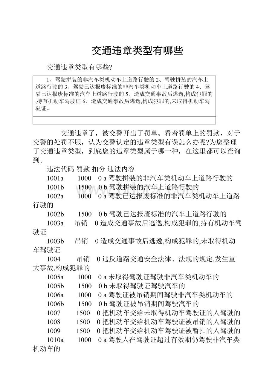 交通违章类型有哪些.docx_第1页