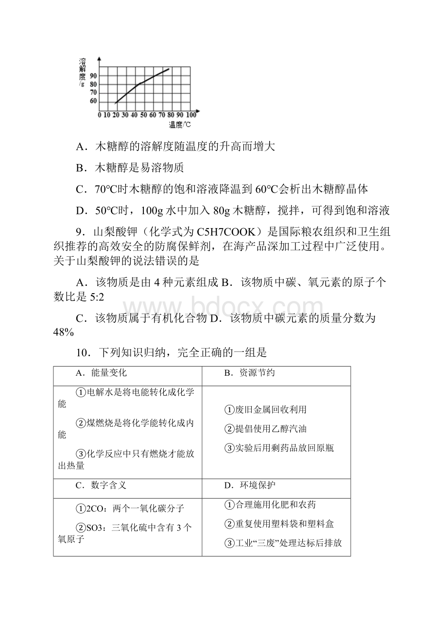 山东省威海市高区届九年级初中学业水平模拟考试化学试题.docx_第3页