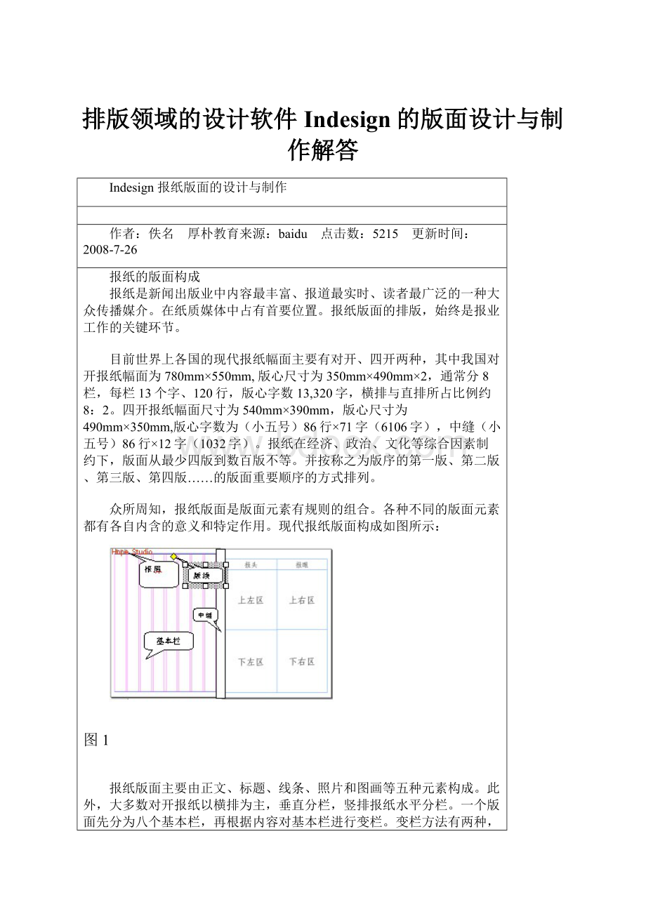 排版领域的设计软件Indesign的版面设计与制作解答.docx_第1页