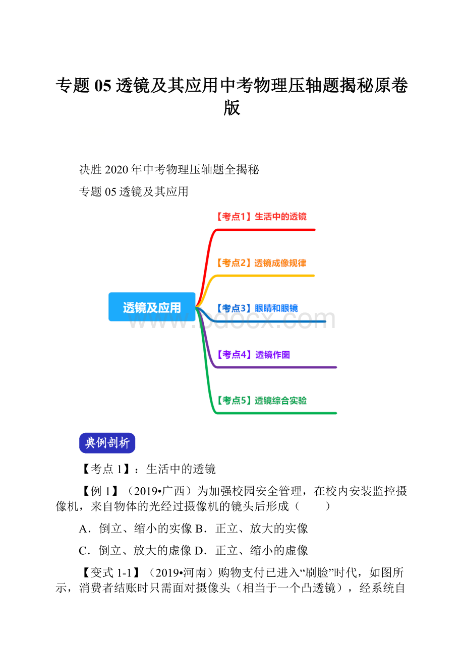 专题05 透镜及其应用中考物理压轴题揭秘原卷版.docx