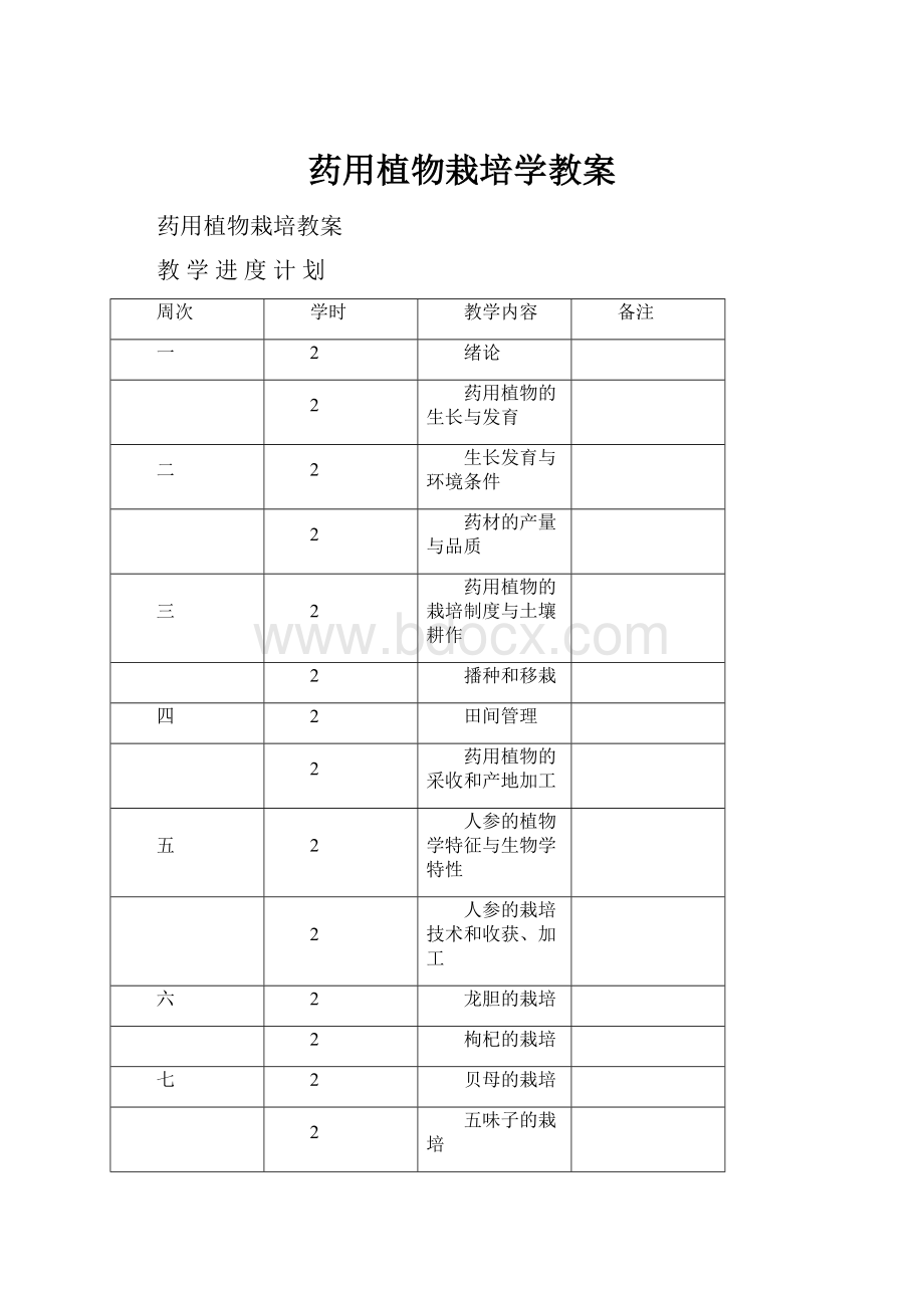 药用植物栽培学教案.docx