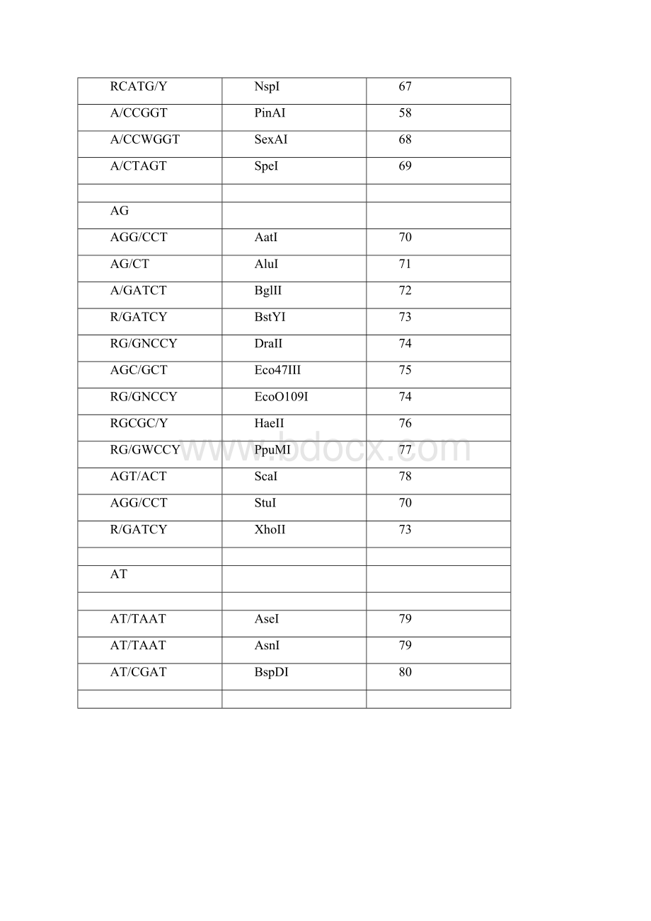 DNA内切酶名称位点序列及切点便于查找.docx_第2页