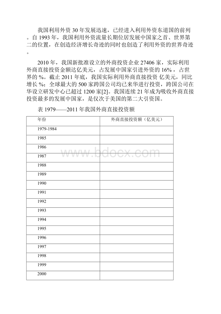 外商直接投资的发展历程及特征分析分析.docx_第2页