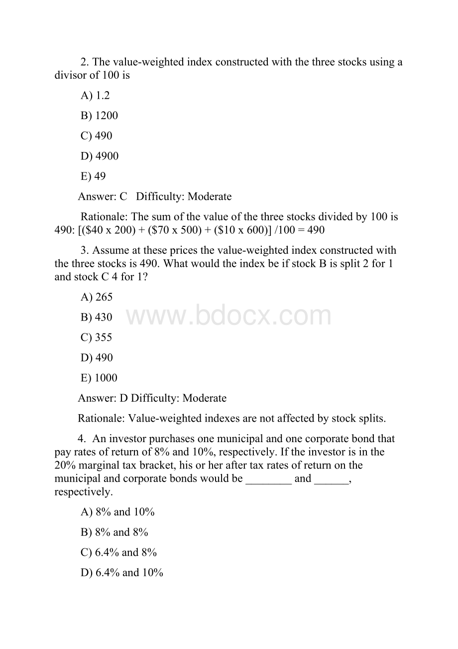 投资学期末题库答案和分析一供参考.docx_第2页