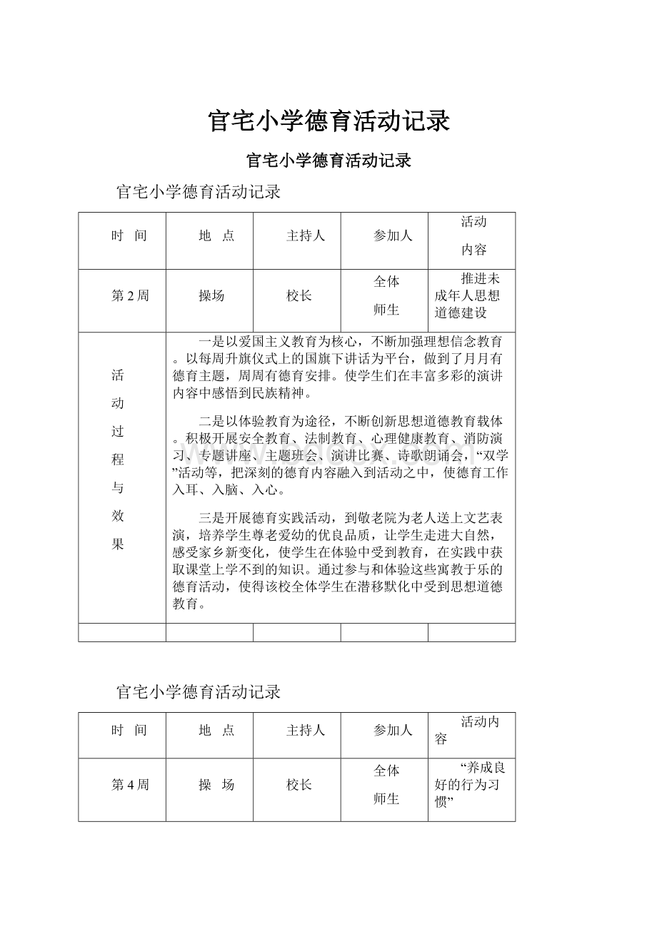 官宅小学德育活动记录.docx_第1页