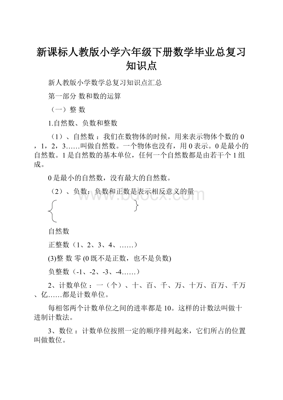 新课标人教版小学六年级下册数学毕业总复习知识点.docx_第1页