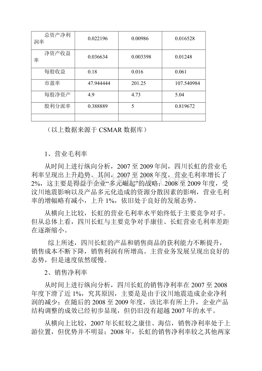 精编财务管理报告四川长虹财务报告分析.docx_第3页