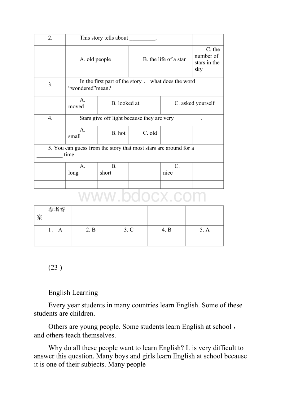 完整版初中英语阅读理解精选20篇含答案docx.docx_第3页