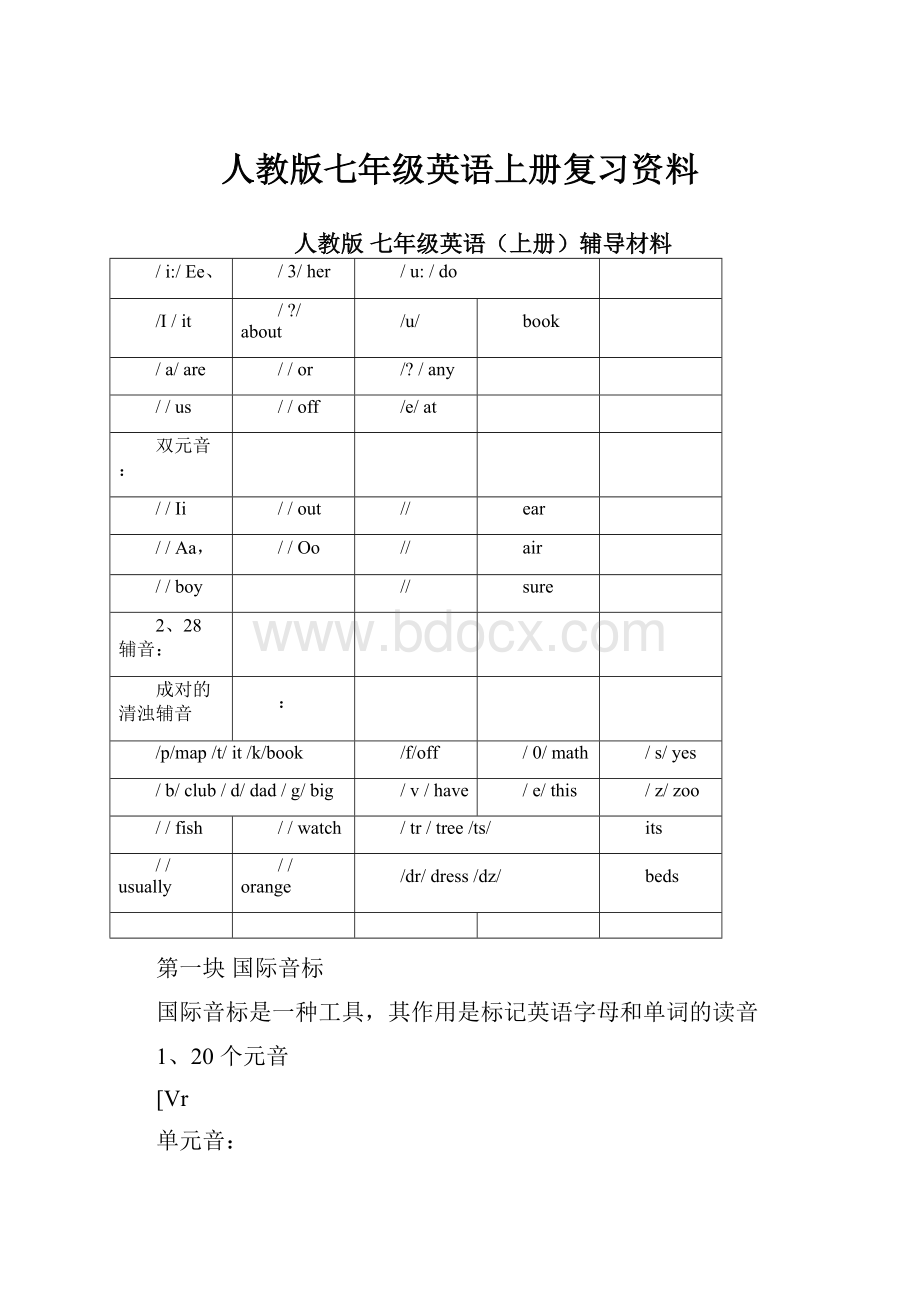 人教版七年级英语上册复习资料.docx_第1页