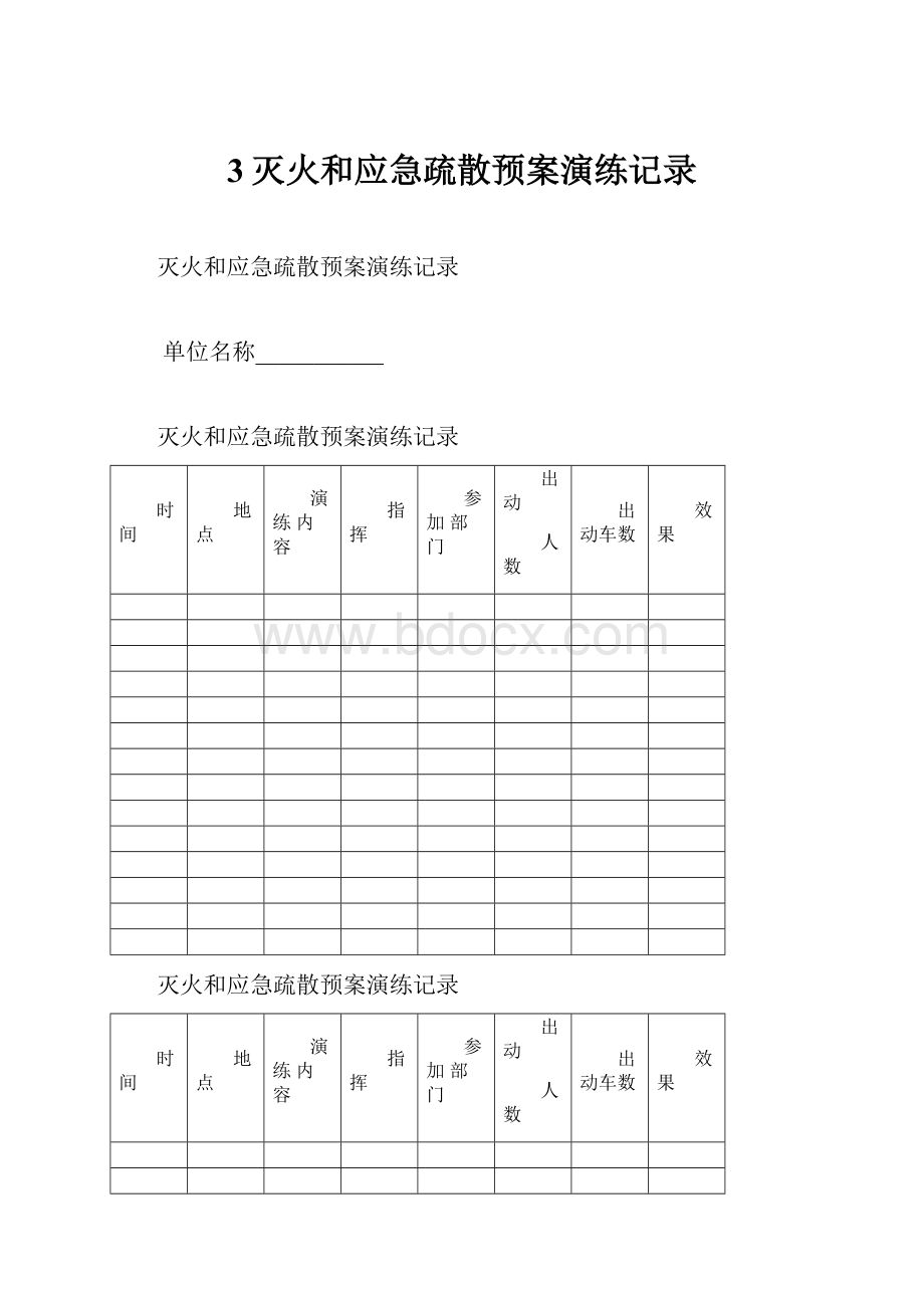 3灭火和应急疏散预案演练记录.docx_第1页