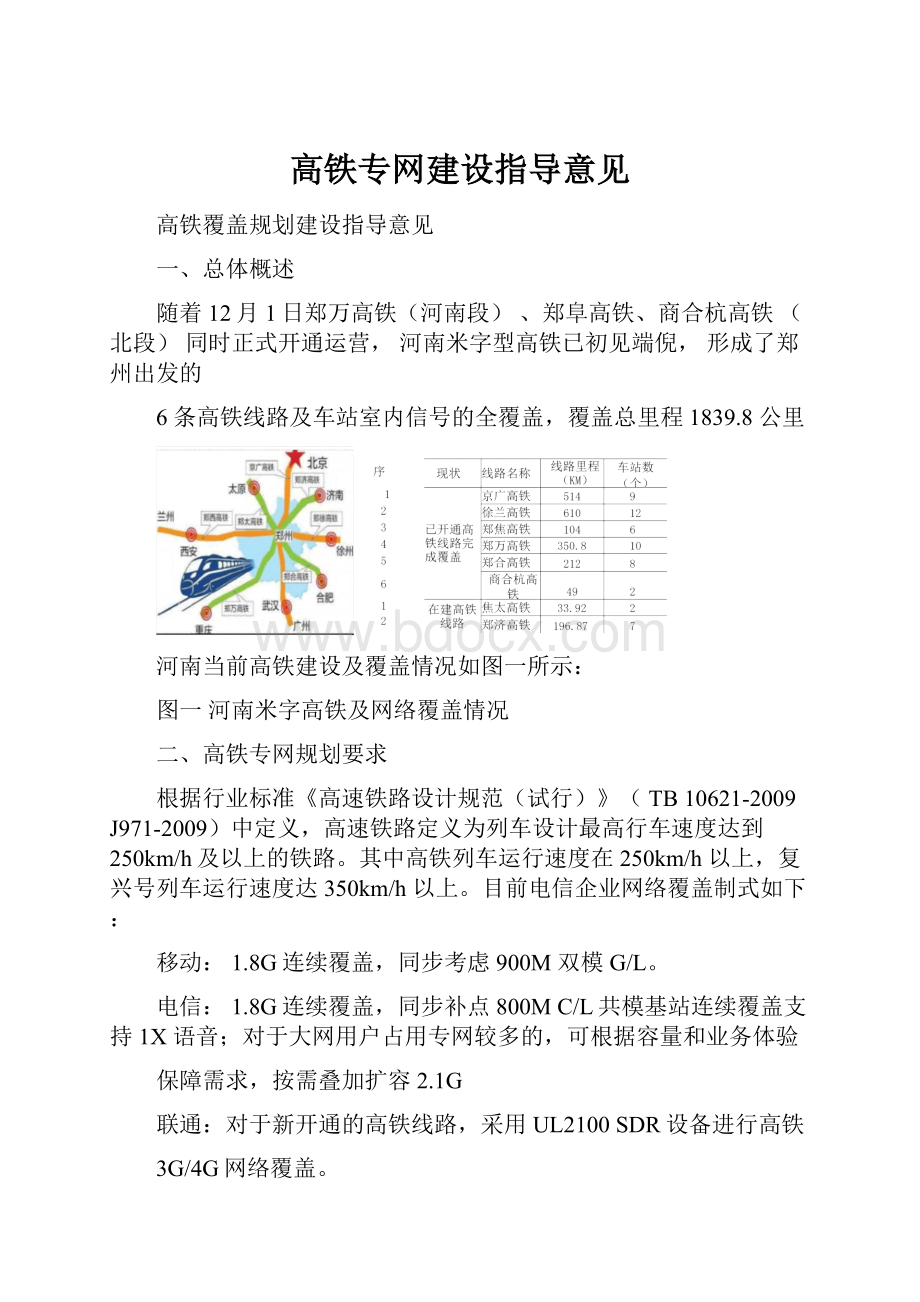 高铁专网建设指导意见.docx