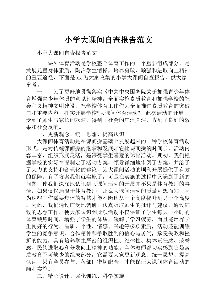 小学大课间自查报告范文.docx_第1页