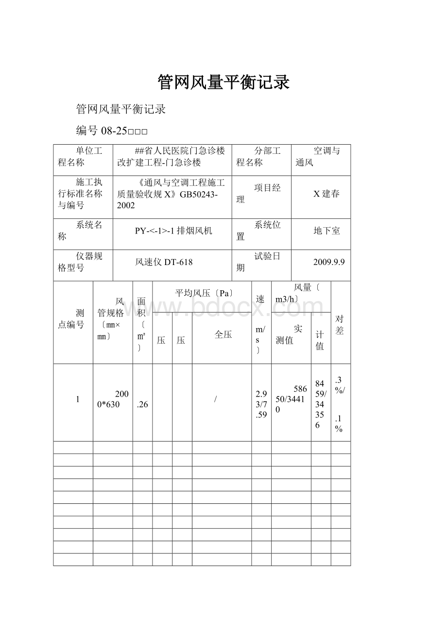 管网风量平衡记录.docx_第1页