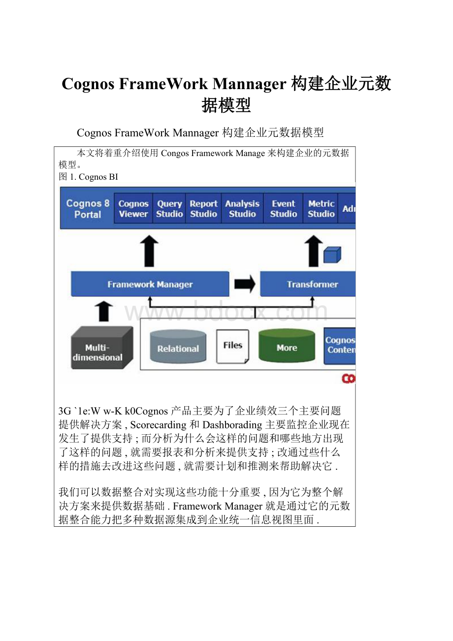 Cognos FrameWork Mannager 构建企业元数据模型.docx_第1页