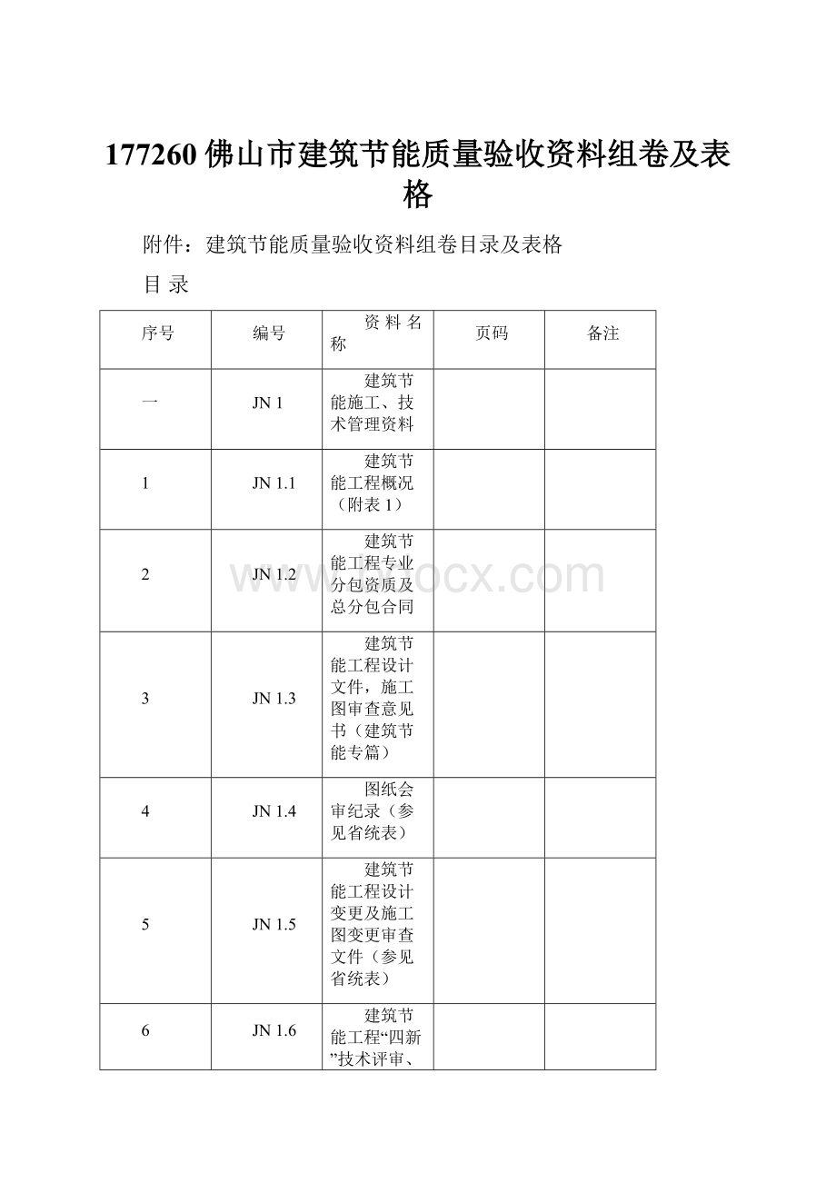 177260佛山市建筑节能质量验收资料组卷及表格.docx