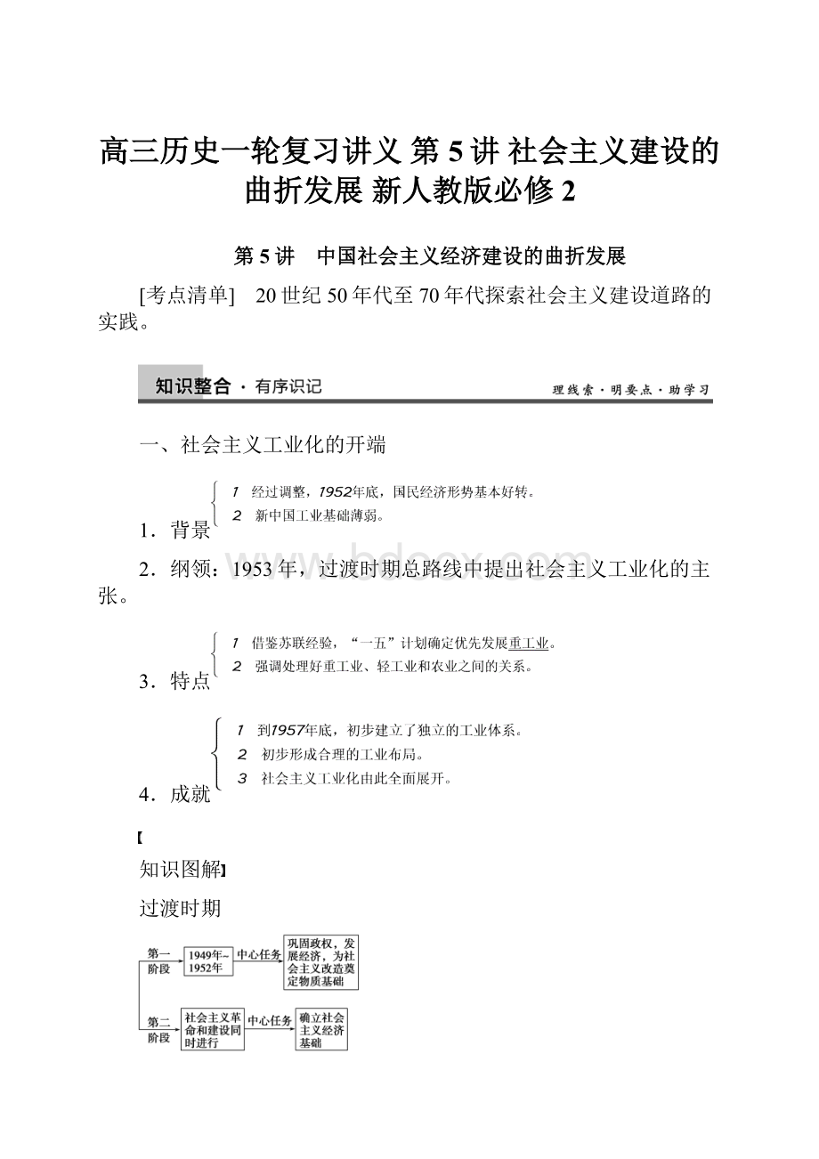 高三历史一轮复习讲义 第5讲 社会主义建设的曲折发展 新人教版必修2.docx