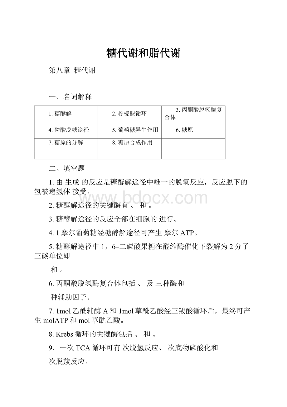 糖代谢和脂代谢.docx_第1页