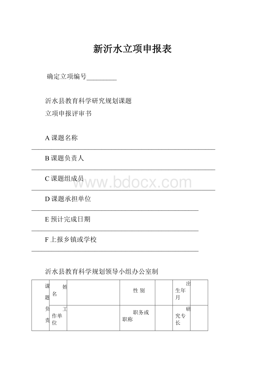 新沂水立项申报表.docx