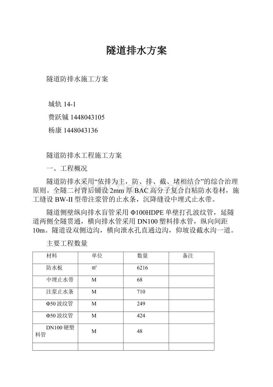 隧道排水方案.docx