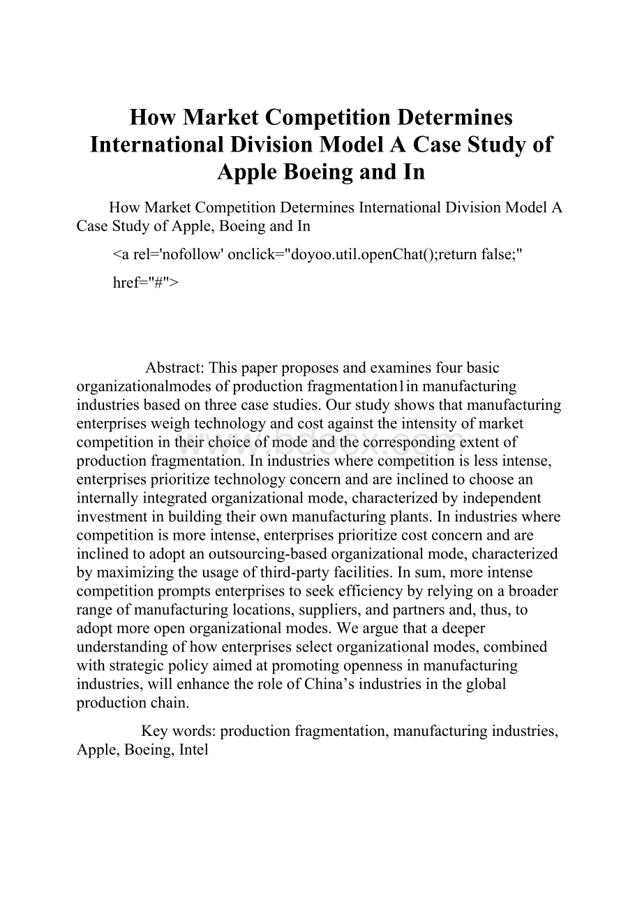 How Market Competition Determines International Division Model A Case Study of Apple Boeing and In.docx