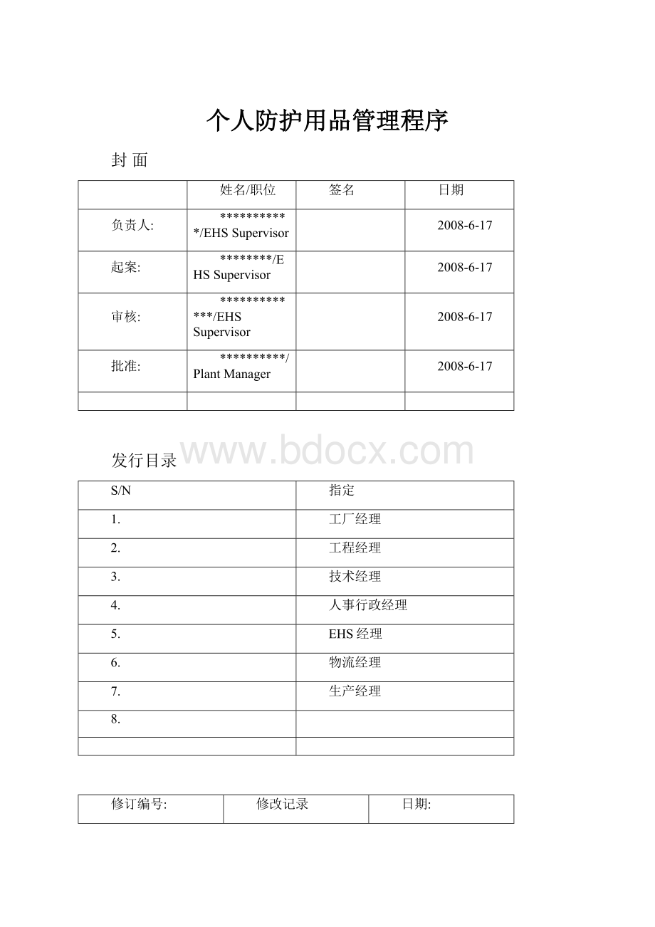 个人防护用品管理程序.docx_第1页