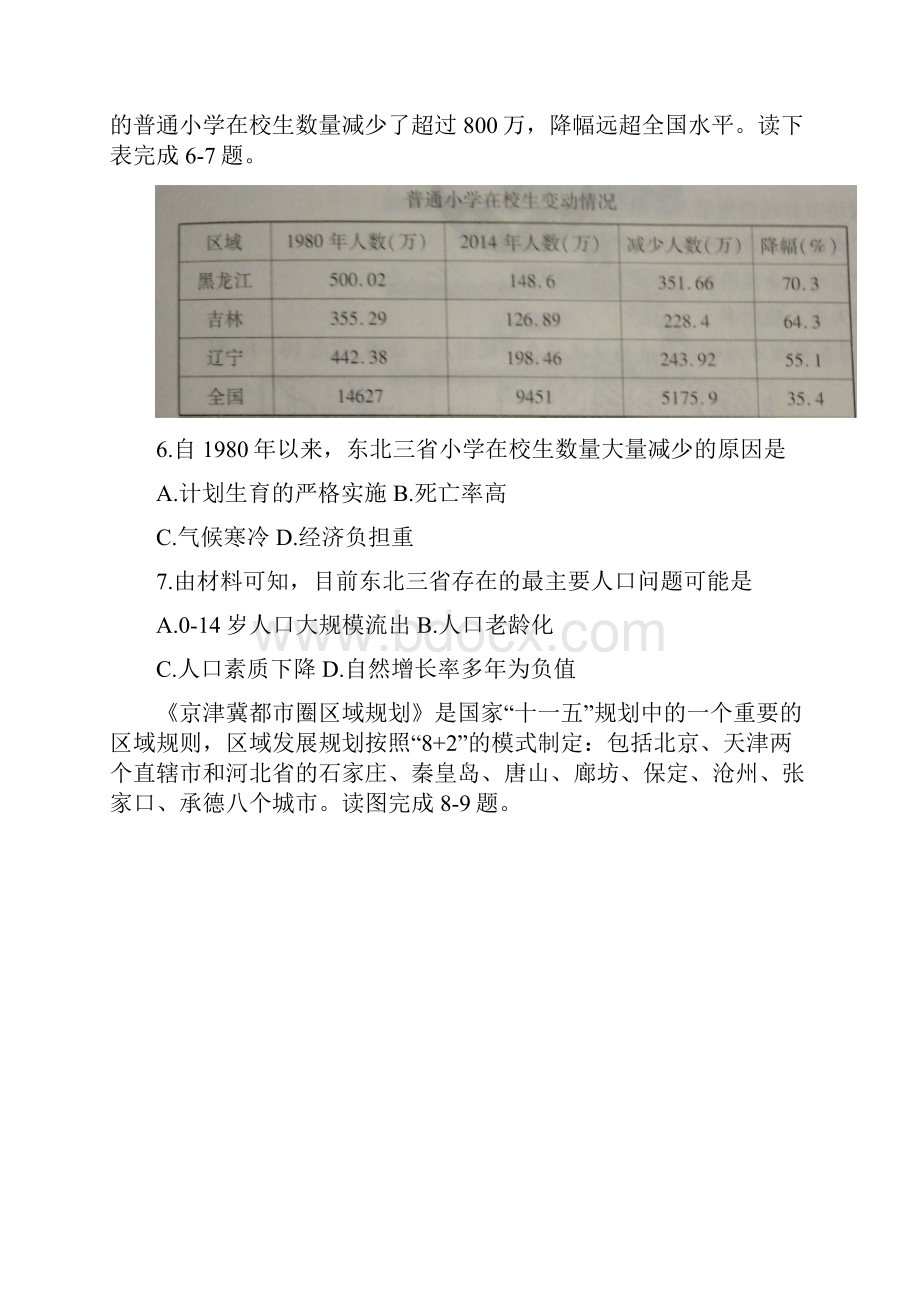 河北省衡水高三高考模拟信息卷文综五文综地理试题word版有参考答案.docx_第3页